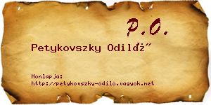 Petykovszky Odiló névjegykártya
